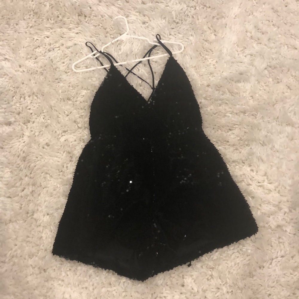 Black sequin romper